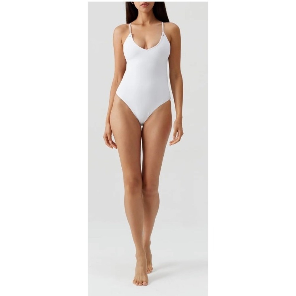 Melissa Odabash Catalina One Piece Swimsuit White Lace Up IT 40 US 4